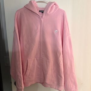 Kylie Lips logo zip up pink hoodie